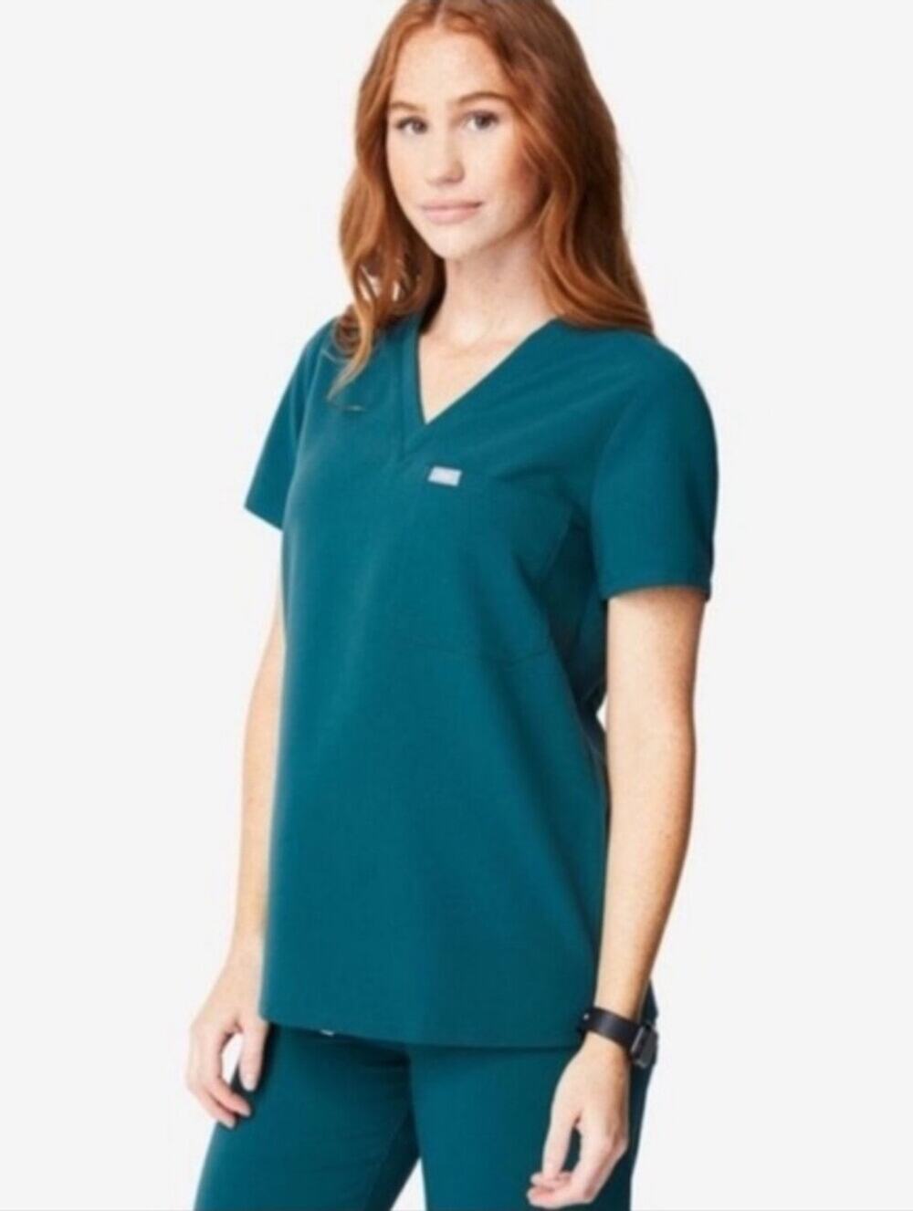 Figs Pacific Blue Teal Catarina One Pocket Scrub Top XS